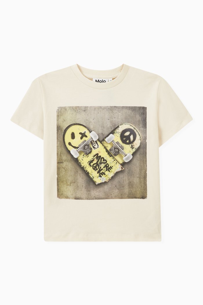 

Volcano Dino-print T-shirt in Organic Cotton, Neutral