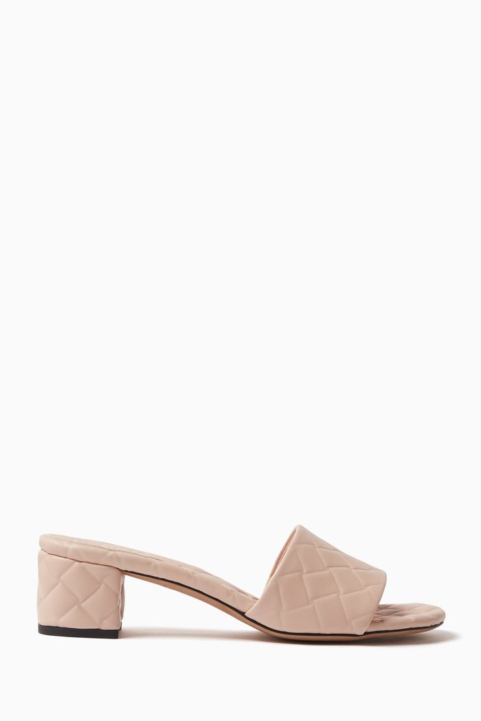 

Amy 45 Mule Sandals in Intreccio Leather, Pink