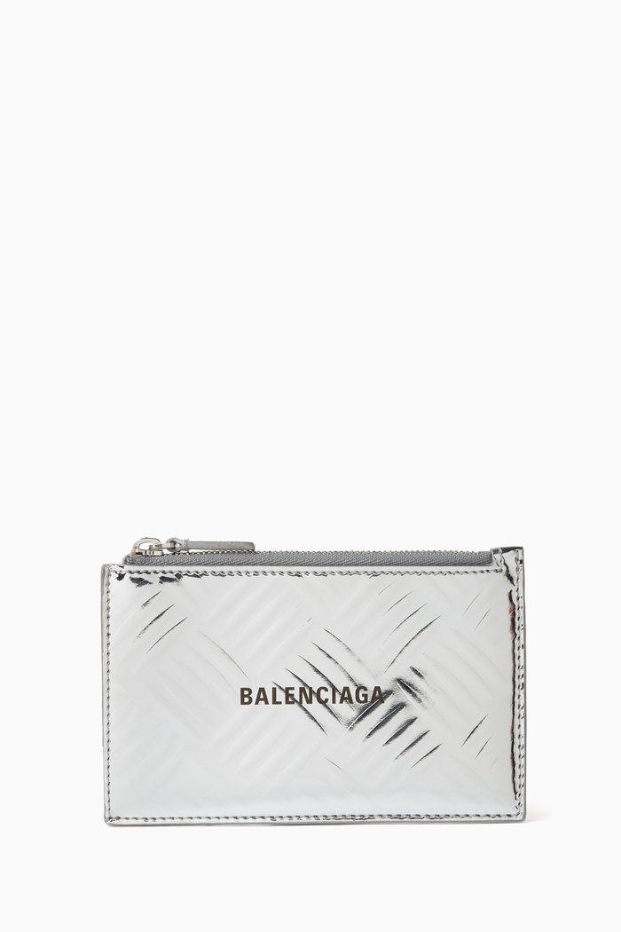 

Cash Long Coin & Cardholder in Metallic Calfskin, Grey