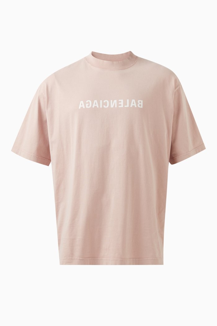 

Unisex Mirror Logo Medium Fit T-shirt in Vintage Jersey, Pink