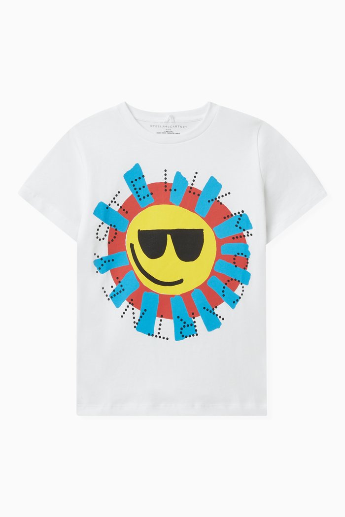 

Sun Graphic Print T-shirt in Organic Cotton, White