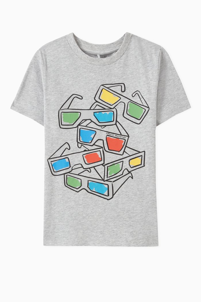 Eye Glasses T-Shirt in Cotton, Grey