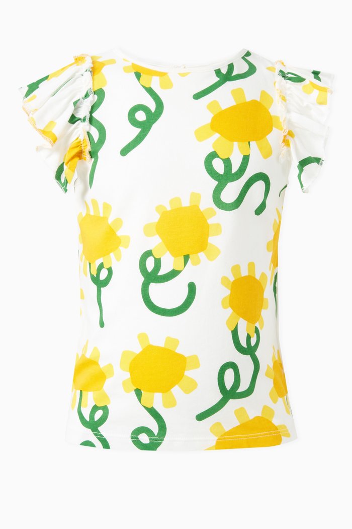 

Sunflower-print Top in Organic Cotton, White