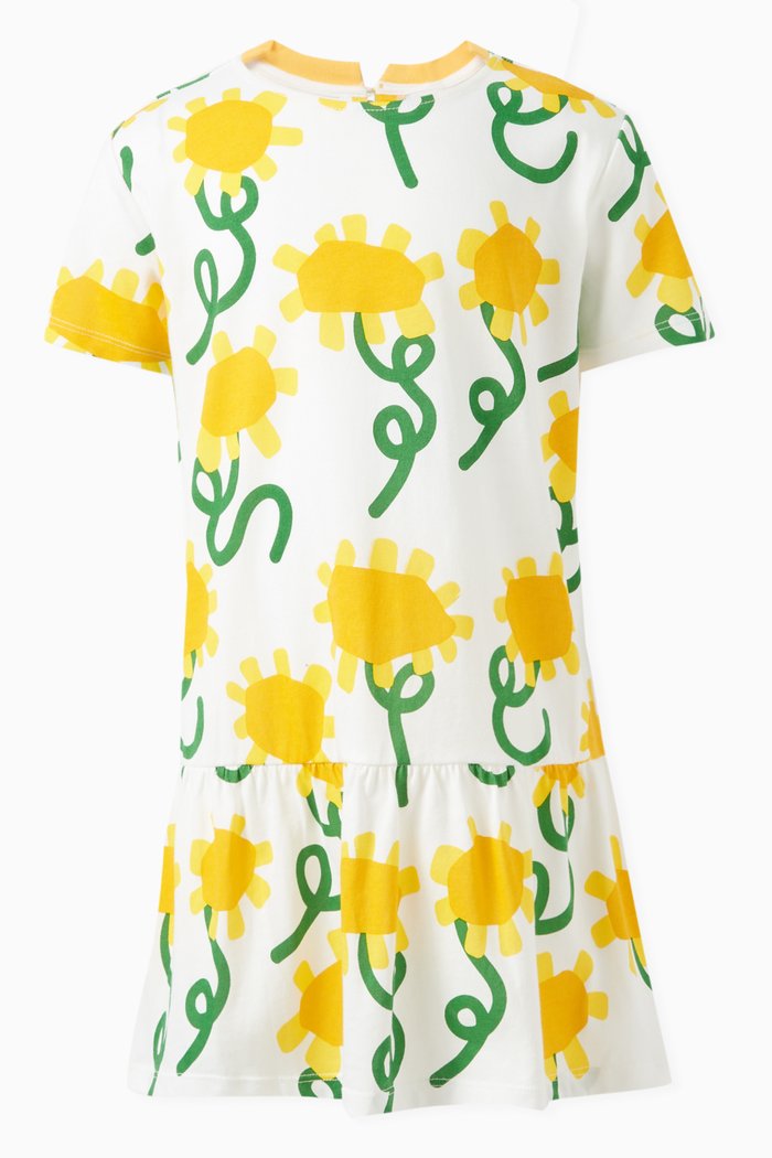 

Sunflower-print T-shirt Dress in Organic Cotton, White