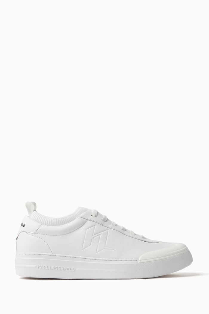 T/Kap KC Monogram Sneakers in Leather, White