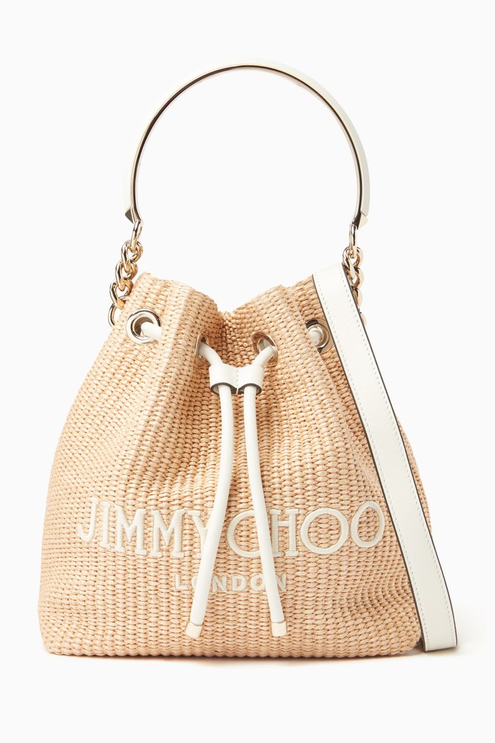 

Bon Bon Bucket Bag in Raffia, Neutral