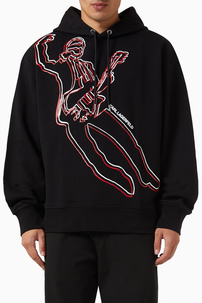 Karl Rocks Hoodie in Organic Cotton-blend, Black