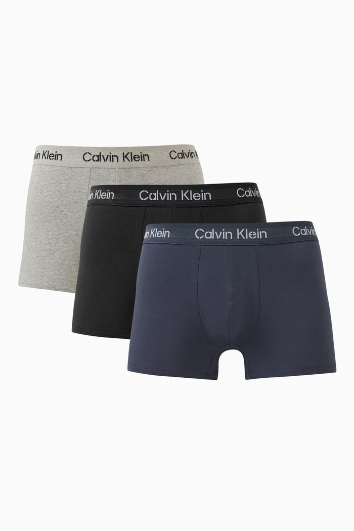 Stencil Logo Trunks in Stretch Cotton, Set of 3, Multicolour