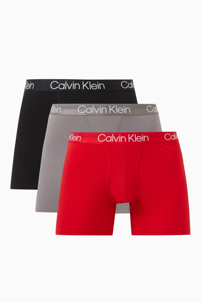 

Modern Structure Logo Trunks in Stretch Cotton Blend, Set of 3, Multicolour