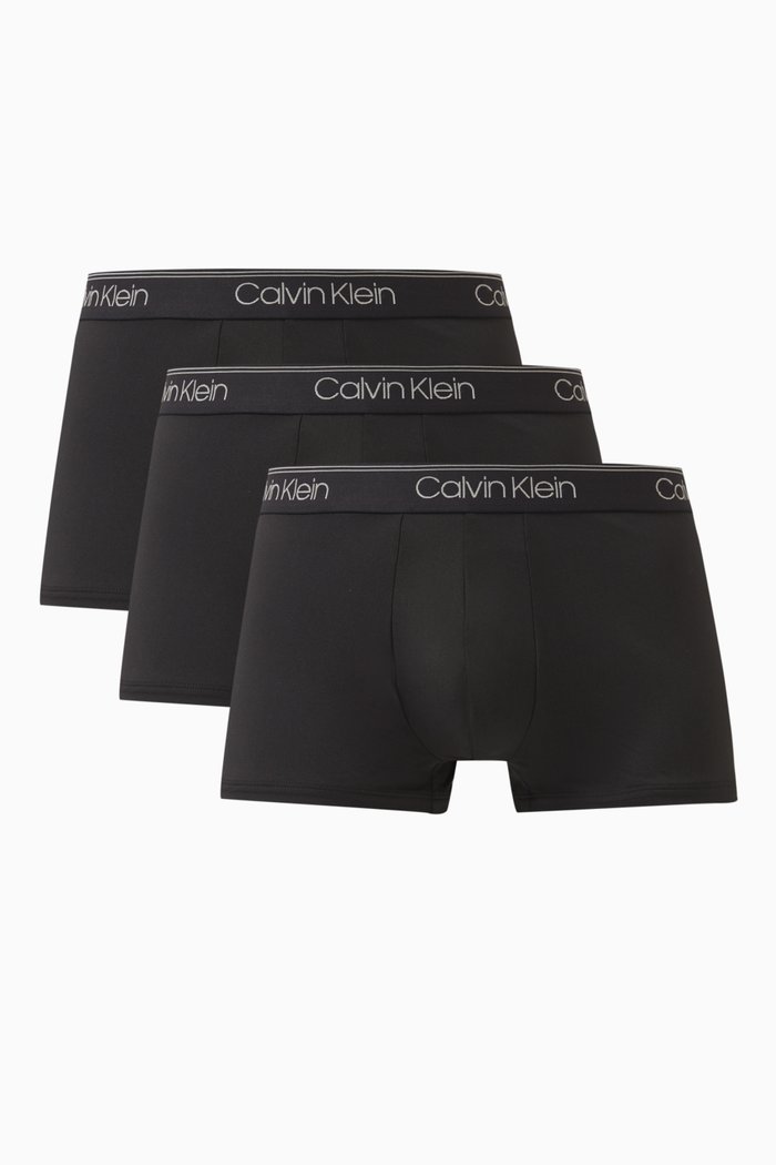 Logo Band Trunks in Micro Stretch, Set of 3, Black
