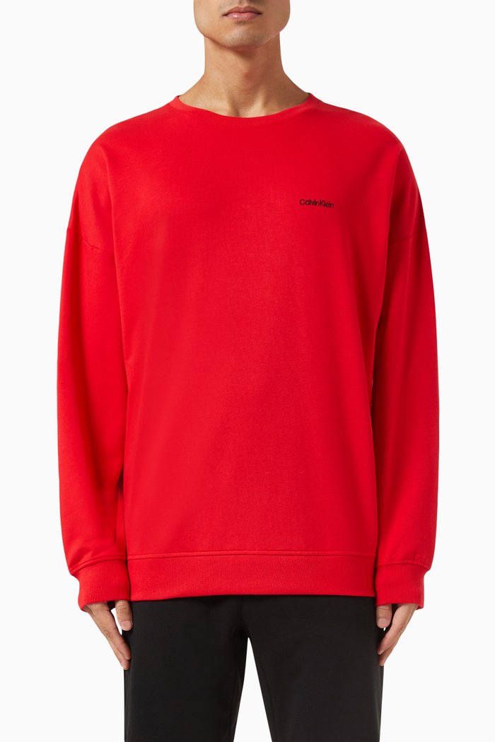 

Logo Lounge Sweatshirt in Cotton Blend Terry, Red
