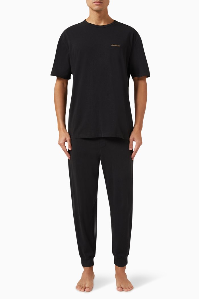 

Logo Pyjamas Set in Stretch Cotton Blend, Multicolour