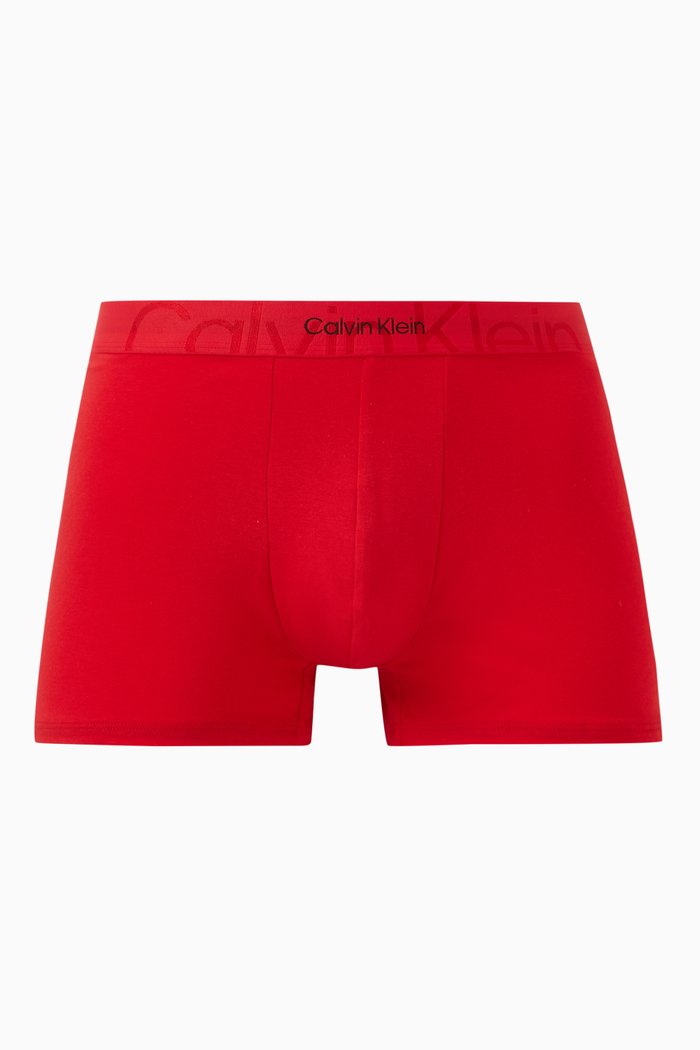 

Embossed Icon Medium-rise Trunks in Stretch-jersey, Red