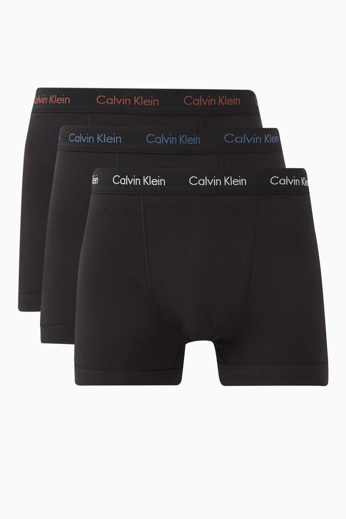 

Logo Band Trunks in Cotton, Set of 3, Black