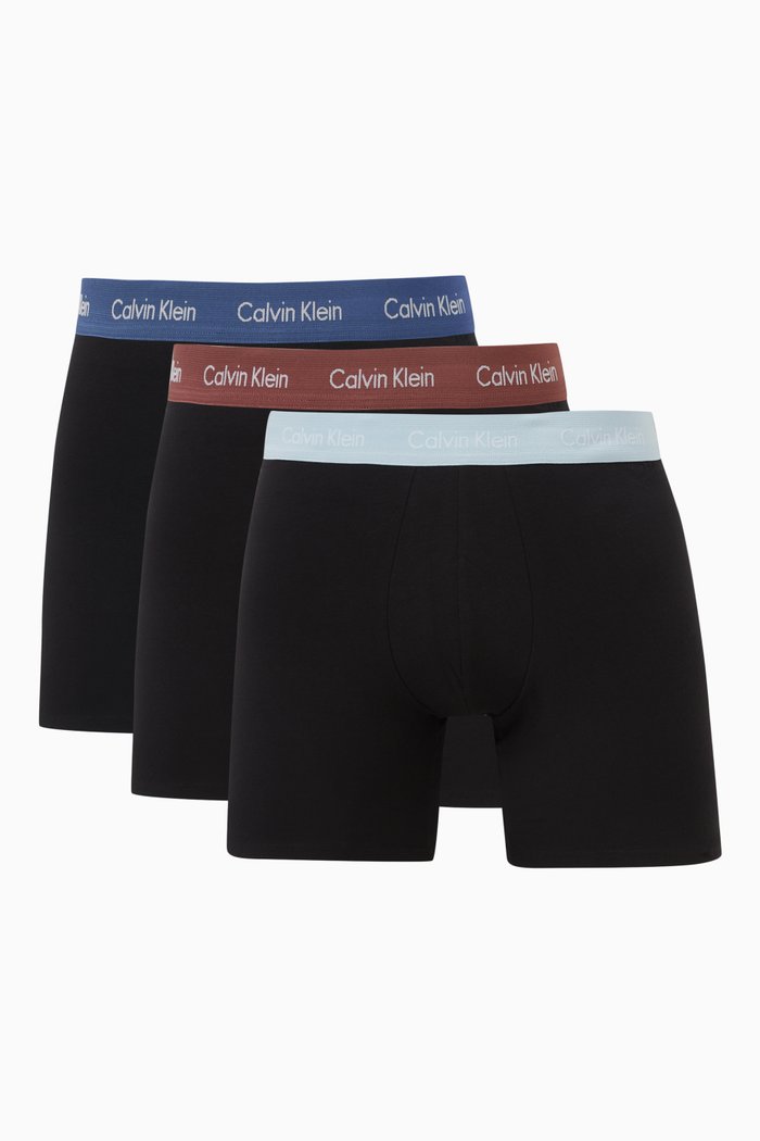 

Logo Boxer Briefs in Stretch Cotton, Set of 3, Black