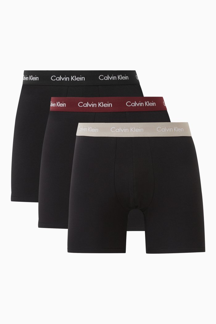 

Logo Boxer Briefs in Stretch Cotton, Set of 3, Black