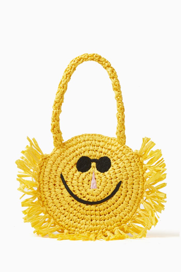 

Sunshine Fringed Basket Bag in Raffia, Yellow