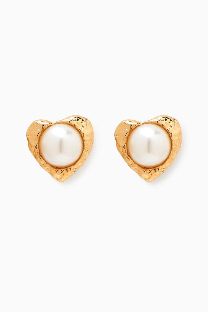

Eva Clip-on Earrings in 18kt Gold-plated Bronze, White