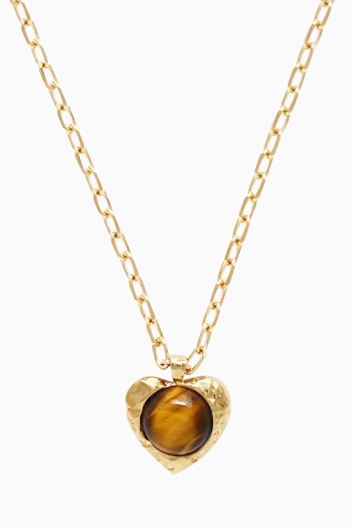 

Freya Tiger Eye Necklace in 18kt Gold-plated Bronze