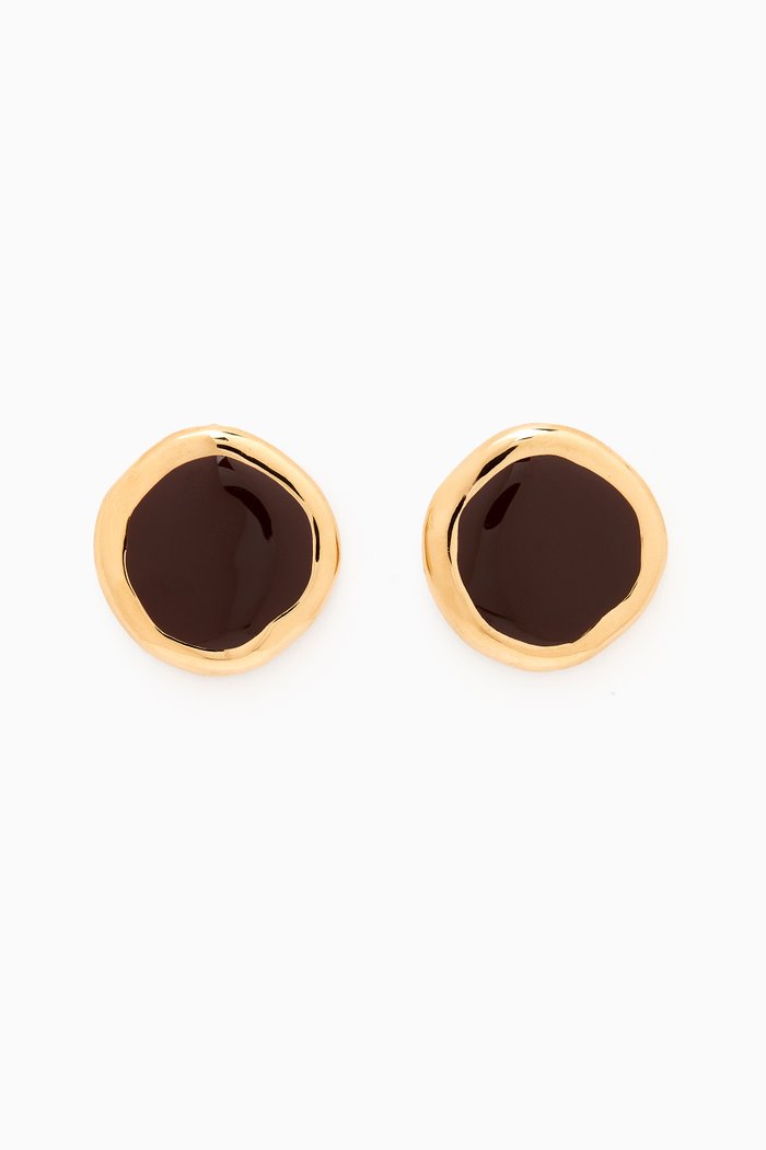 

Blair Enamel Studs in 18kt Gold-plated Bronze, Brown