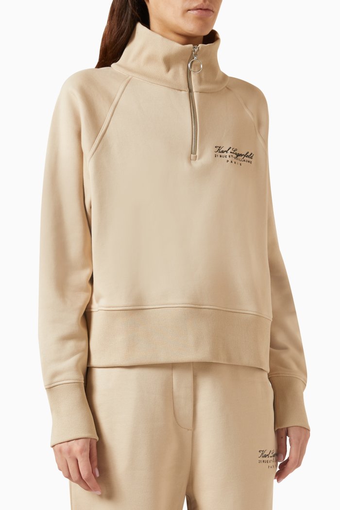 

Hotel Karl Half-zip Sweatshirt in Cotton Blend Jersey, Neutral