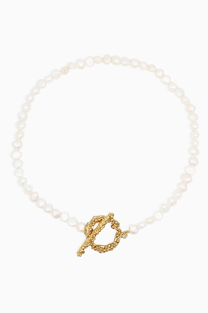 

Naia Pearl Necklace in 18kt Gold-plated Bronze, White