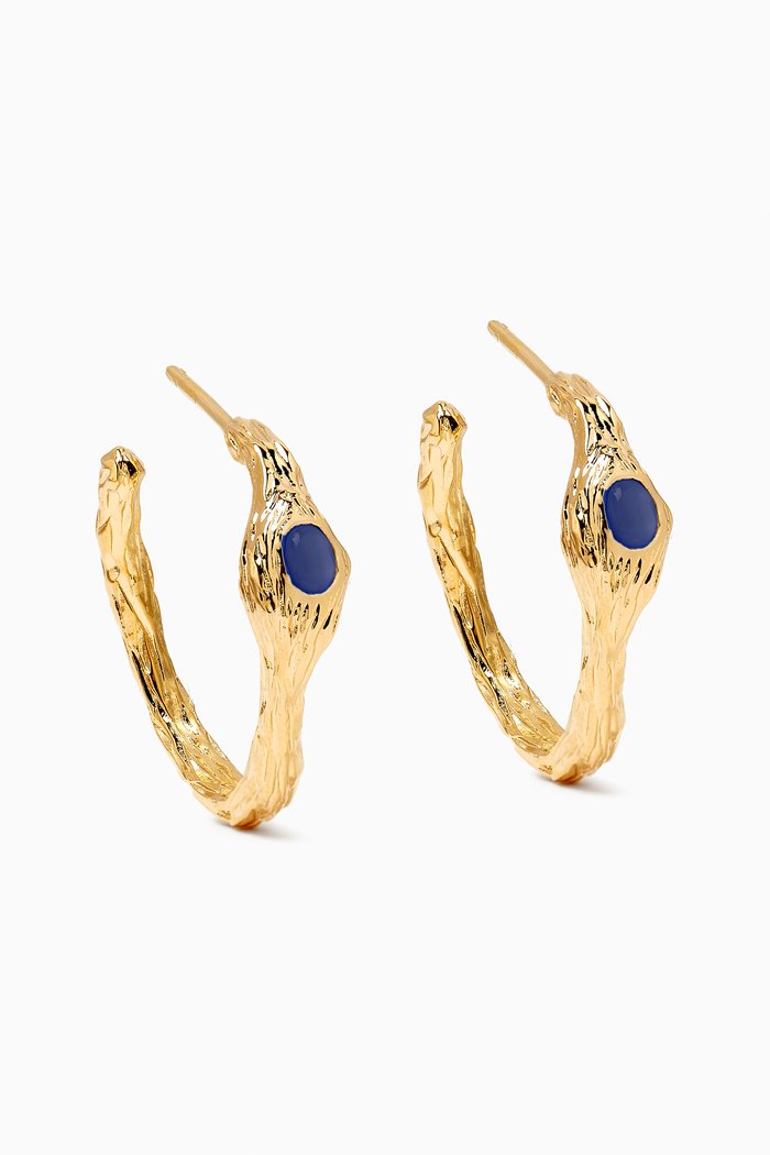 

Ivy Lapis Lazuli Hoop Earrings in 18kt Gold-plated Bronze, Blue