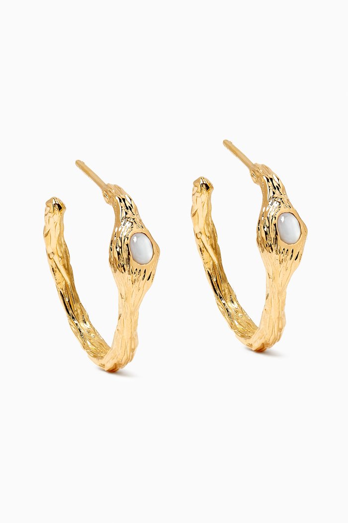 

Ivy Lapis Lazuli Hoop Earrings in 18kt Gold-plated Bronze, White