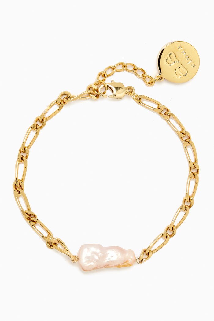 

Sylvie Pearl Anklet in 18kt Gold-plated Bronze, White