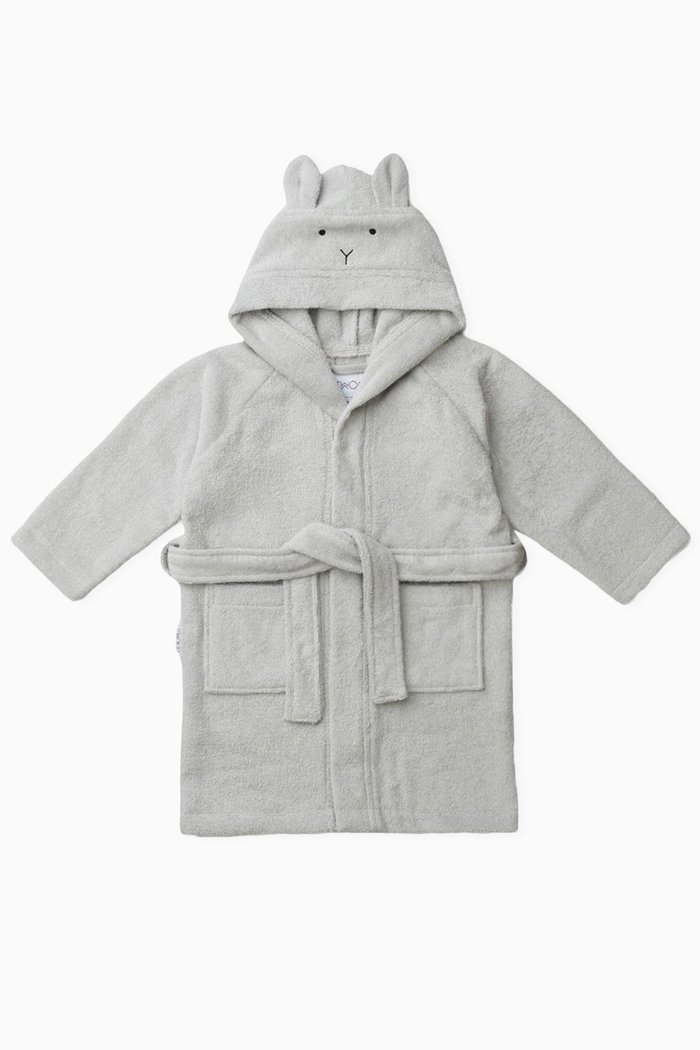 

Lily Bunny-motif Bathrobe in Organic Cotton, Grey