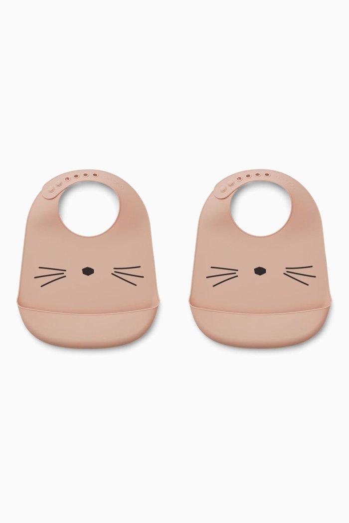 

Dinosaur Bib Set in Silicone, Set of 2, Pink