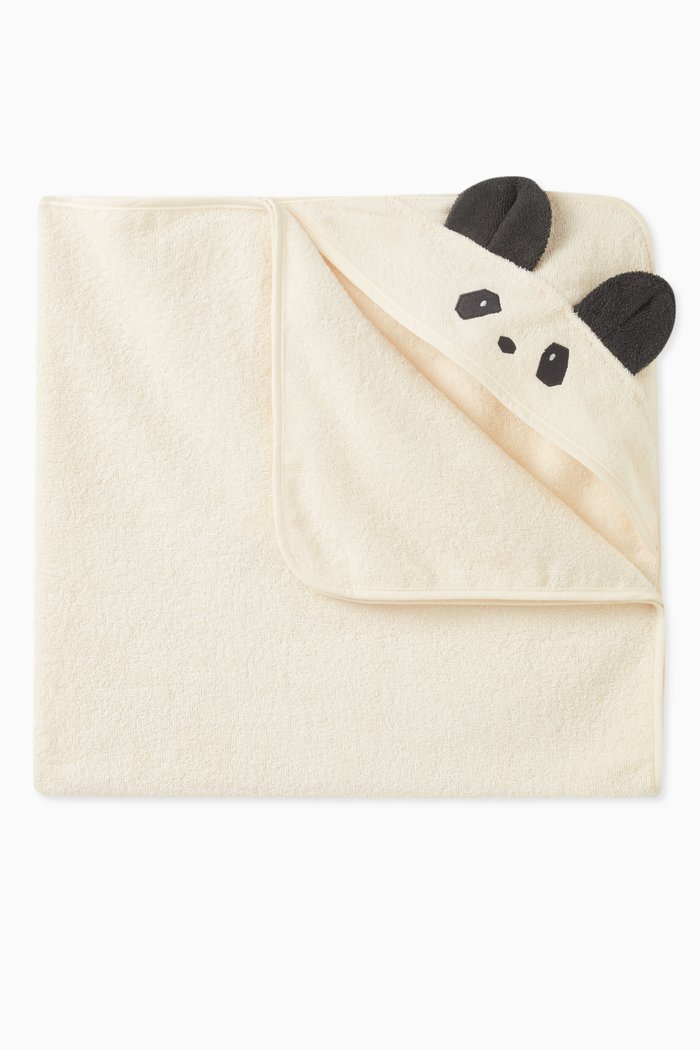 

Rabbit-detail Hooded Towel in Cotton Terry, Neutral