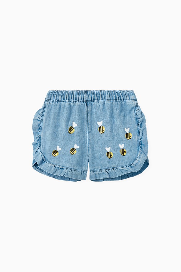 

Baby Bee-printed Shorts in Cotton, Blue