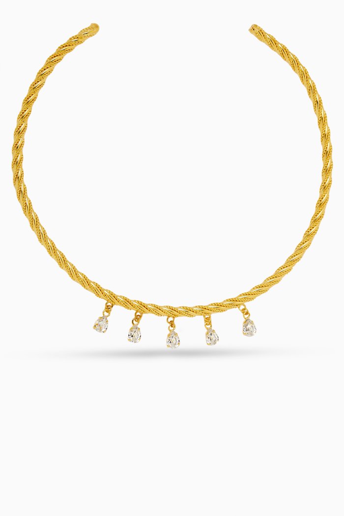 Rome Crystal Choker Necklace in 24kt Gold-plated Brass