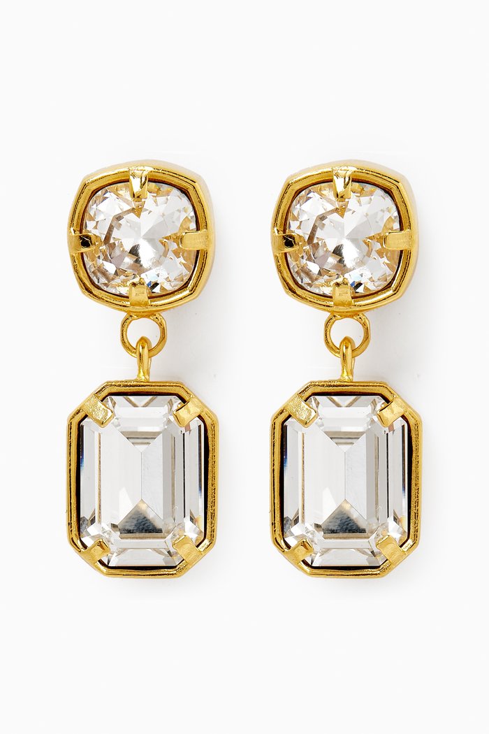 

Anne Crystal Drop Earrings in 24kt Gold-plated Brass, White