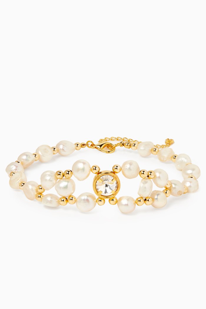 

Virginie Choker in 24kt Gold-plated Brass, White