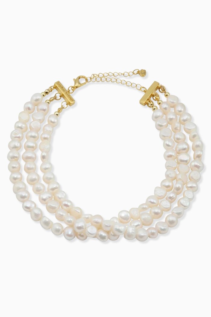 

Francoise Pearl Choker in 24kt Gold-plated Brass, White