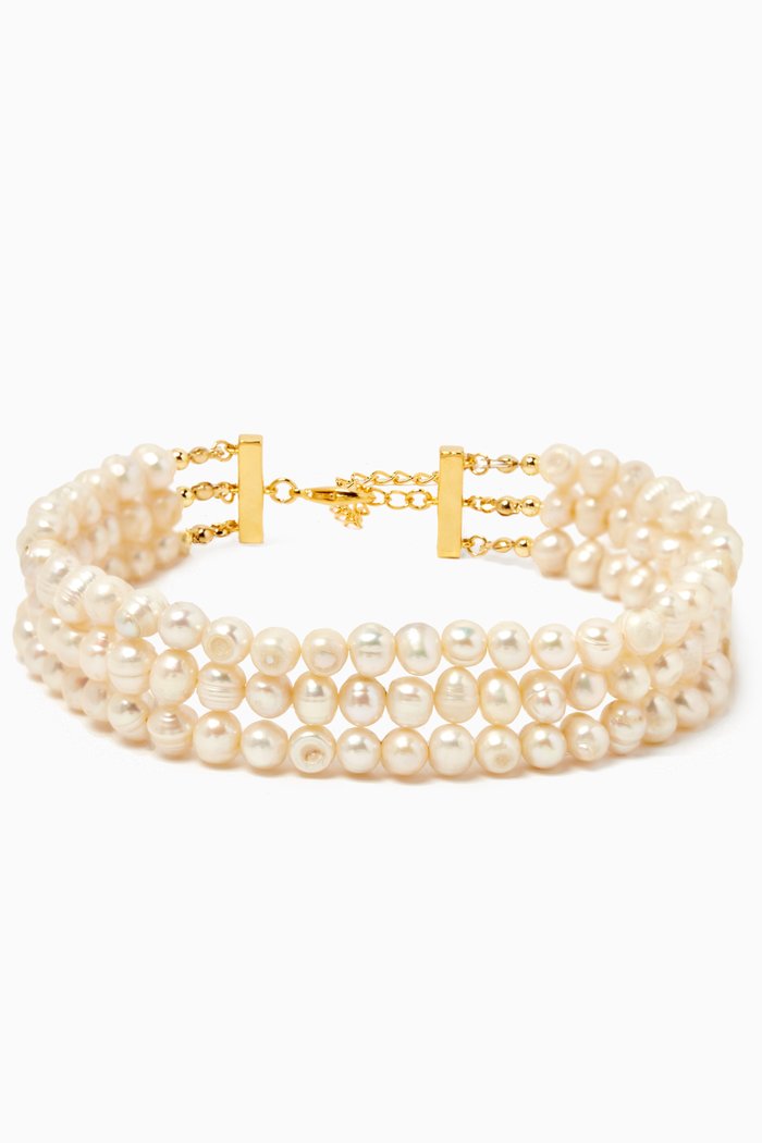 

Francoise Pearl Choker in 24kt Gold-plated Brass, White