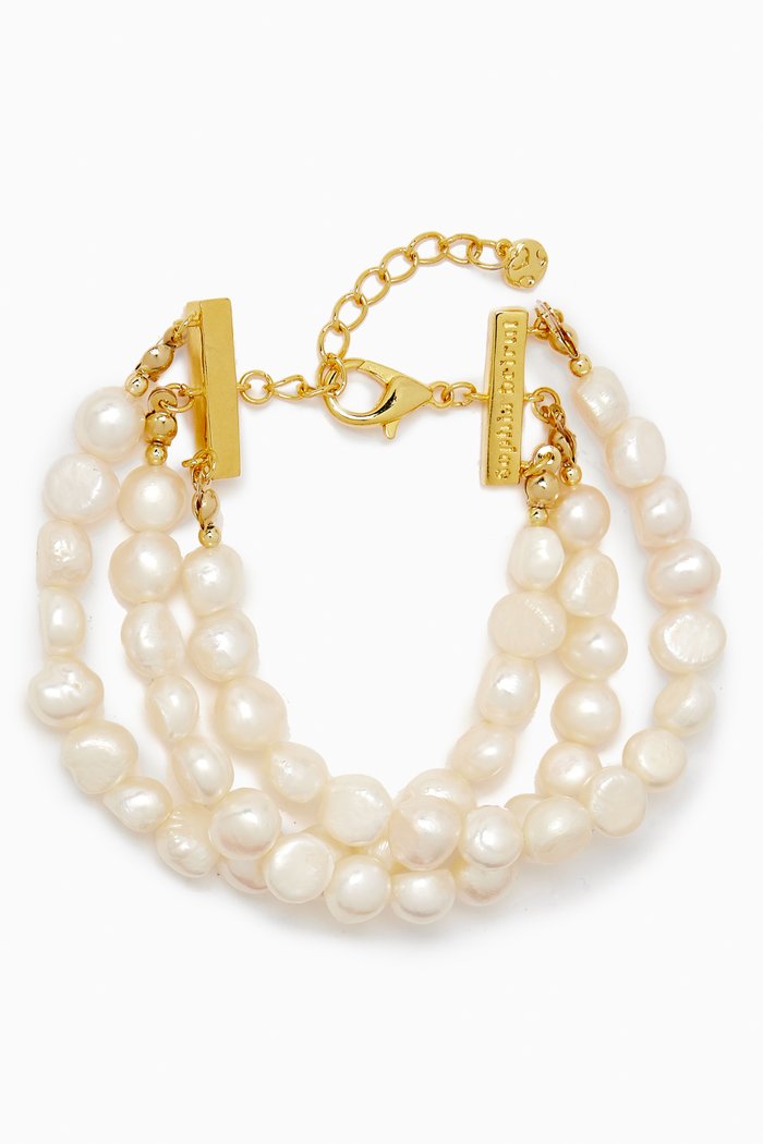 

Francoise Pearl Bracelet in 24kt Gold-plated Brass, White