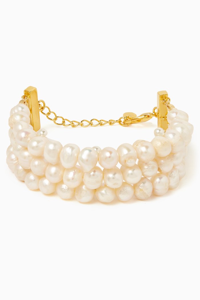 

Francoise Pearl Bracelet in 24kt Gold-plated Brass, White