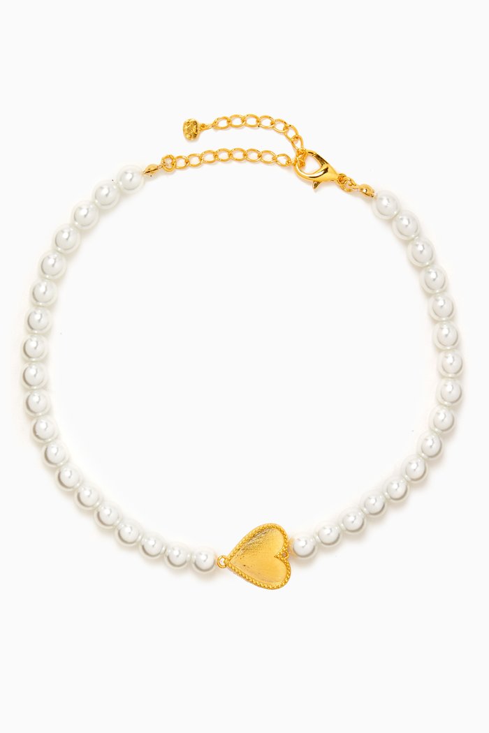 Grace Pearl Choker in 24kt Gold-plated Brass