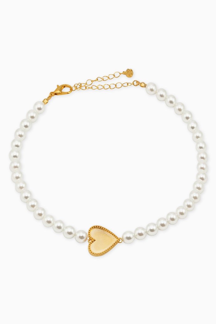 

Grace Pearl Choker in 24kt Gold-plated Brass, White