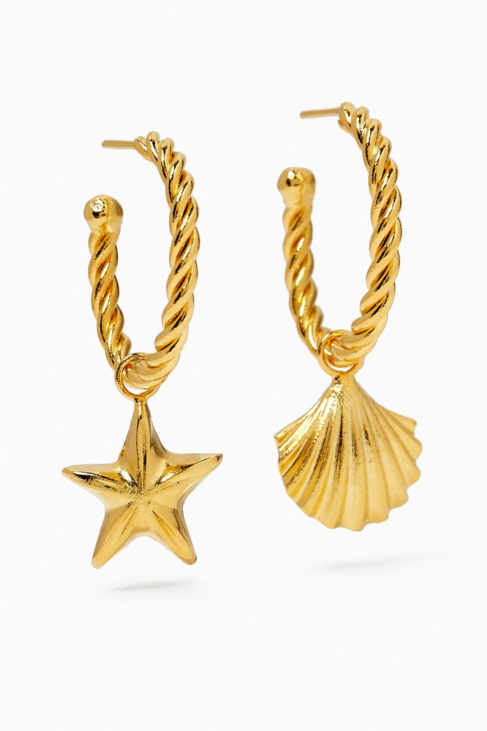 

Mix'n'Match Mermaid Hoop Earrings in 24kt Gold-plated Brass