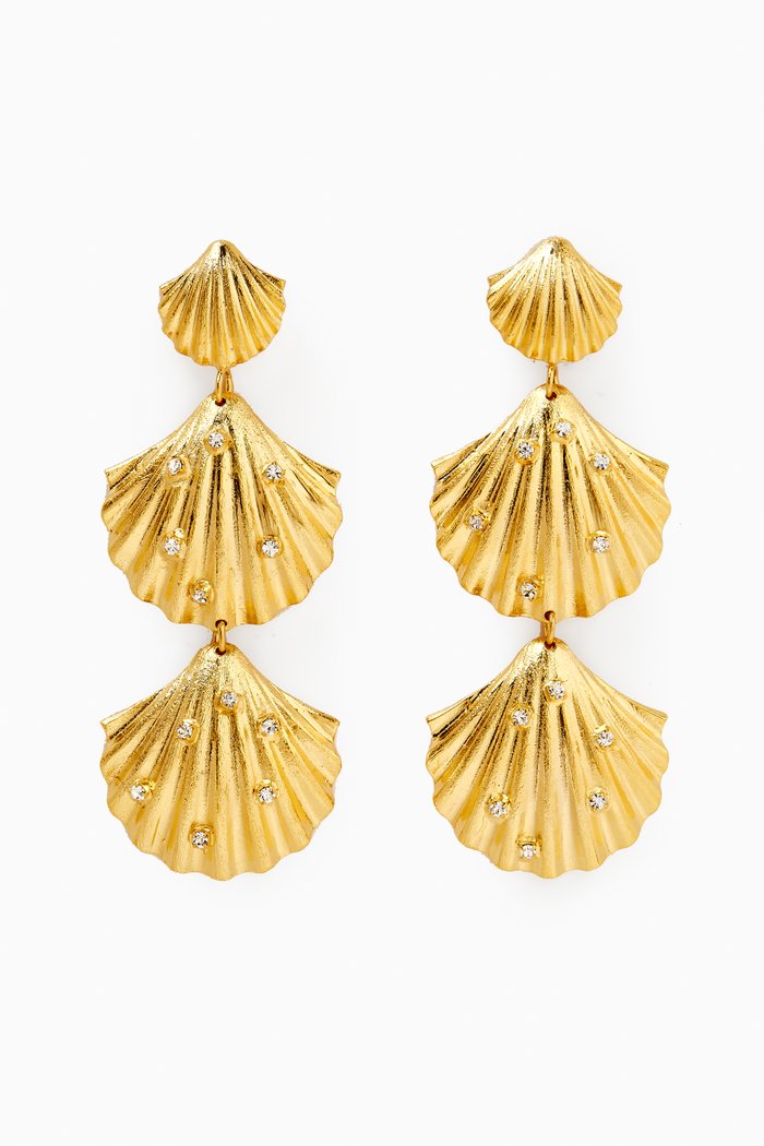 

Fabienne Shell Earrings in 24kt Gold-plated Brass