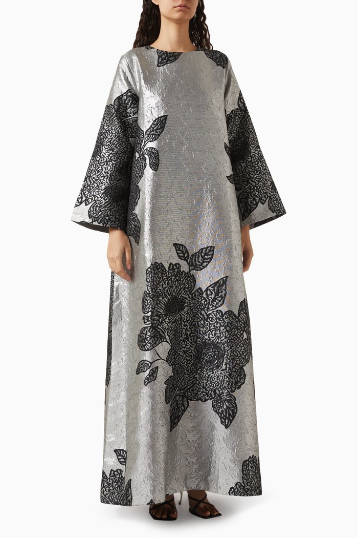 

Wafa Dress in Jacquard, Silver