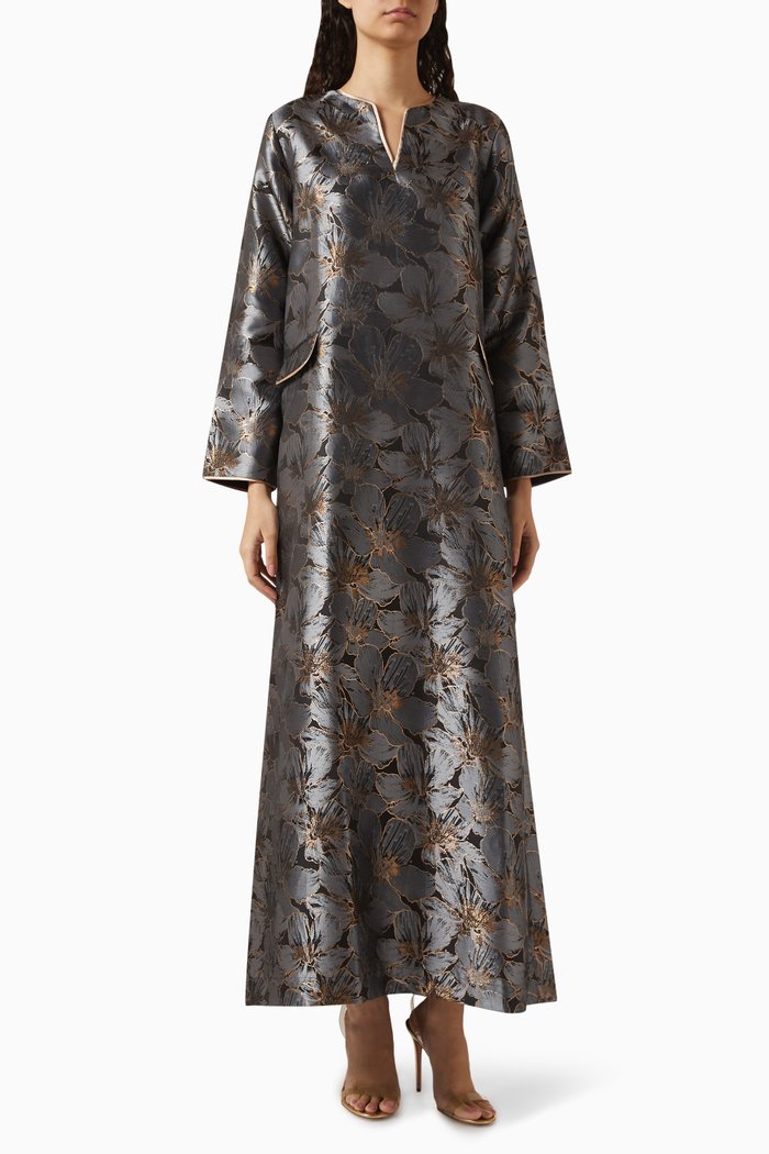 

Asma Kaftan in Jacquard, Black