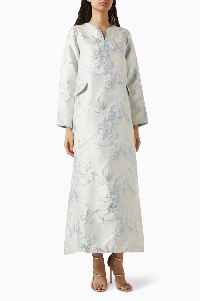

Asma Kaftan in Jacquard, Blue