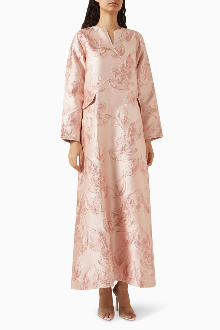 

Asma Kaftan in Jacquard, Pink