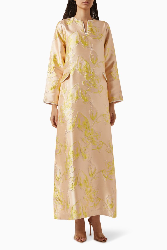 

Asma Kaftan in Jacquard, Yellow