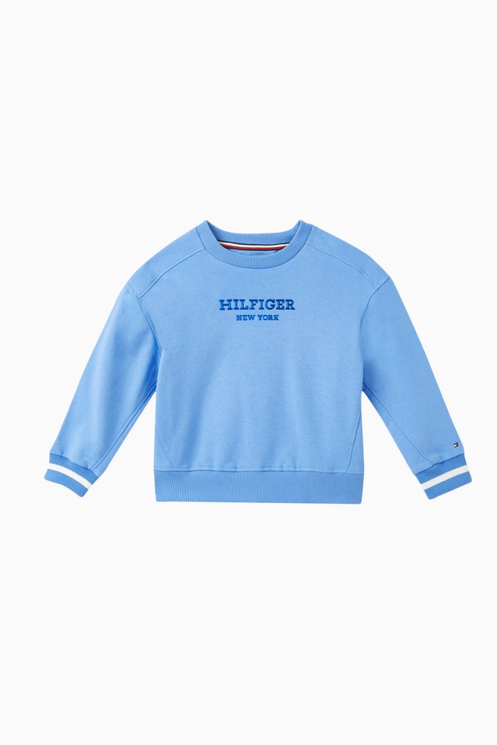 

Metallic Monotype Logo Sweatshirt in Cotton Blend, Blue